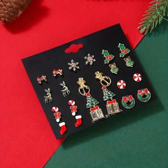 Jewelry - 12 pr of Holiday Season Earrings